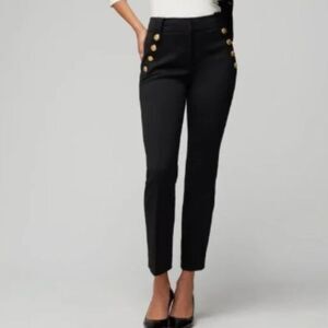 Like New!  WHBM® Jolie Button Straight Stretch Black Pants Size 8 Short